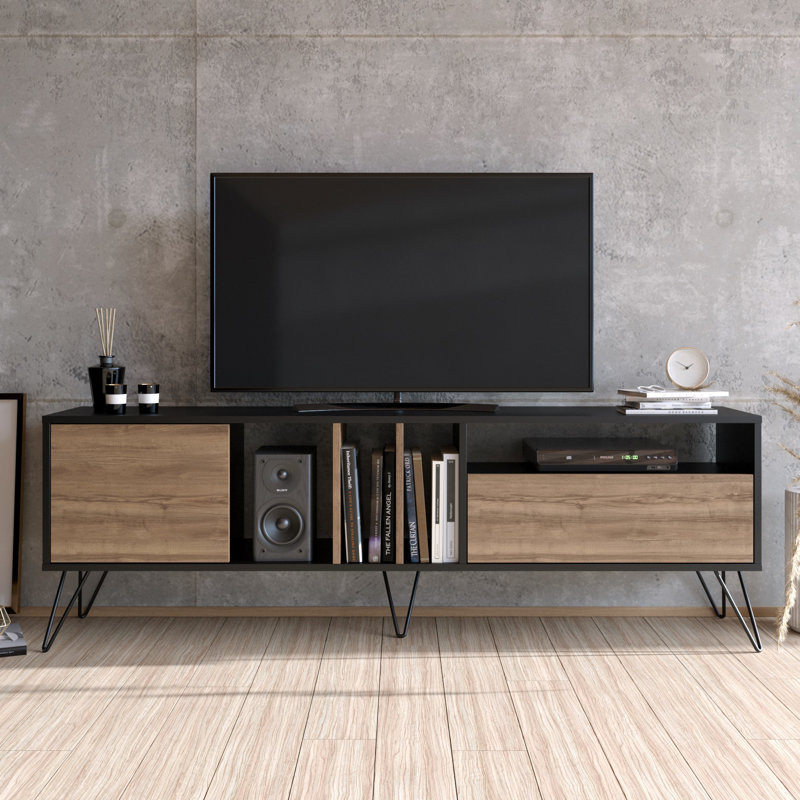 Jhosmar TV Stand for TVs up to 78", Walnut/Black