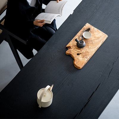 Carbonized black ash wood dining table