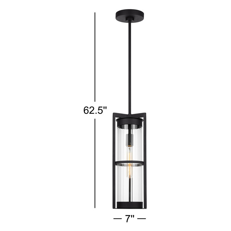 1 - Light LED Outdoor Pendant, Black