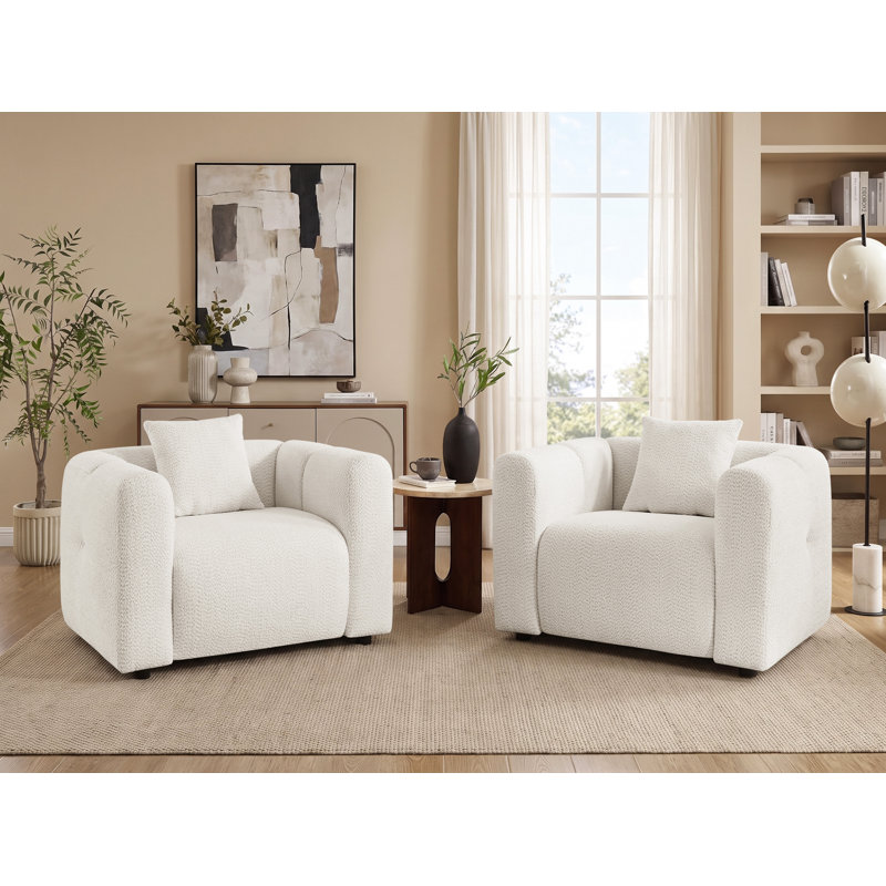 Chaise d'appoint rembourrée 42,91 po Jasey, Polyester blanc