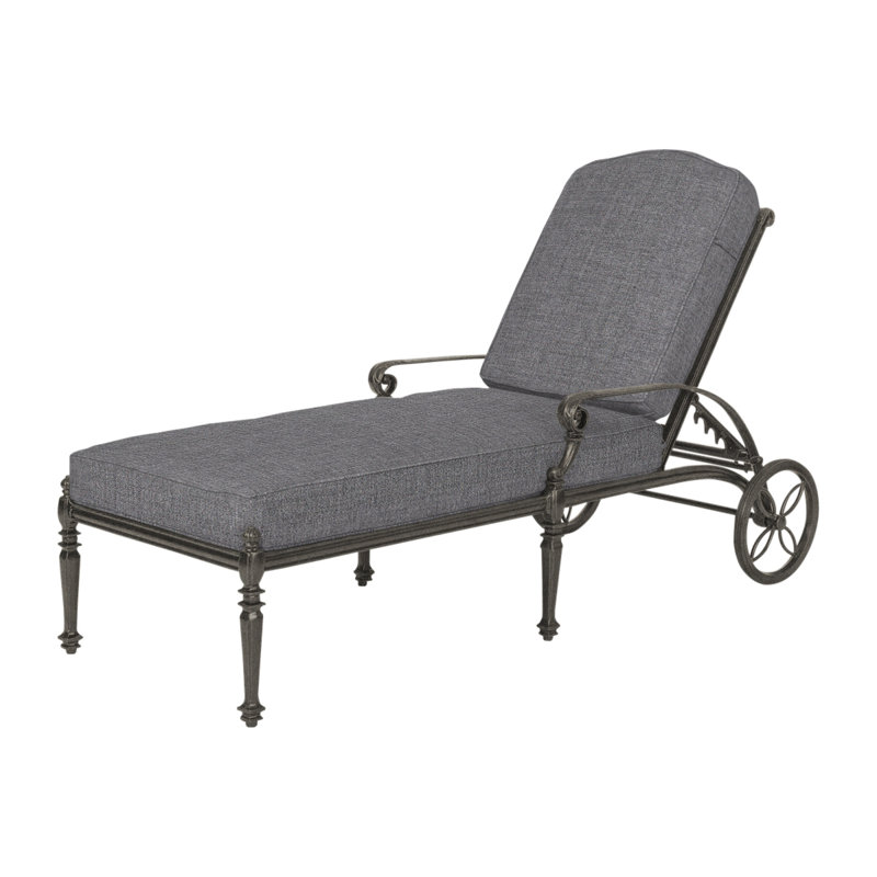 Grand Terrace Outdoor Chaise Lounge, Cast Slate Sunbrella® Plainweave, Desert Bronze