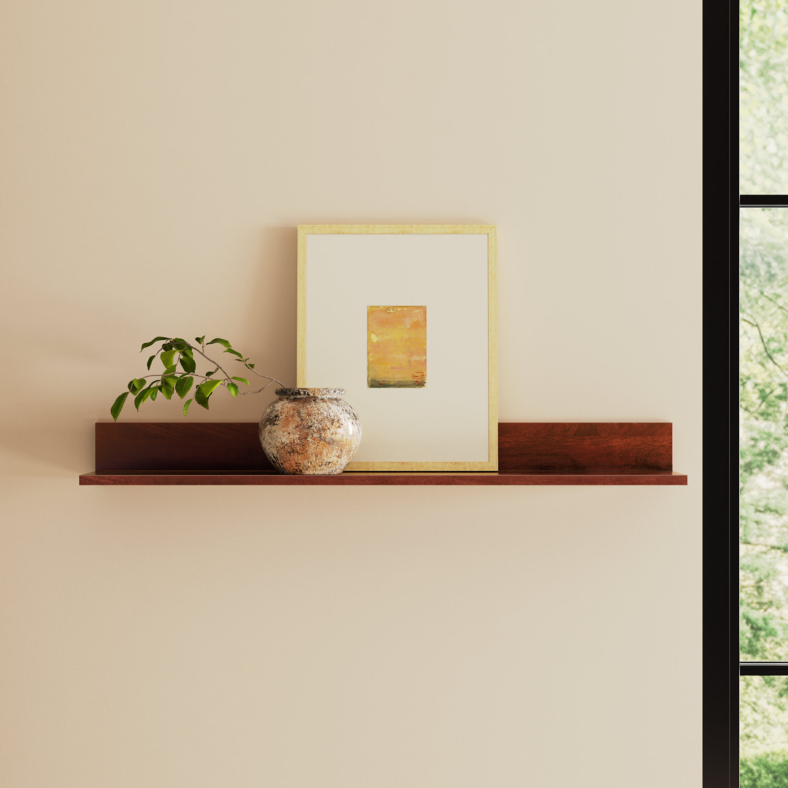 Dezerea Floating Shelf, 3.5'' H X 36'' W X 6.75'' D, Walnut