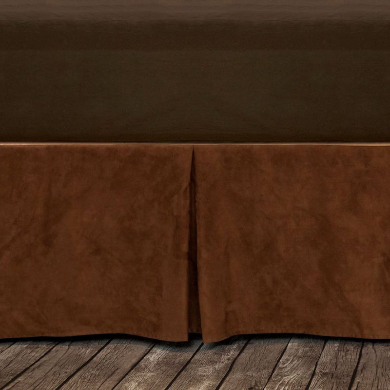 Copper Suede Faux Leather Western Lodge Pleated Bed Skirt, King
