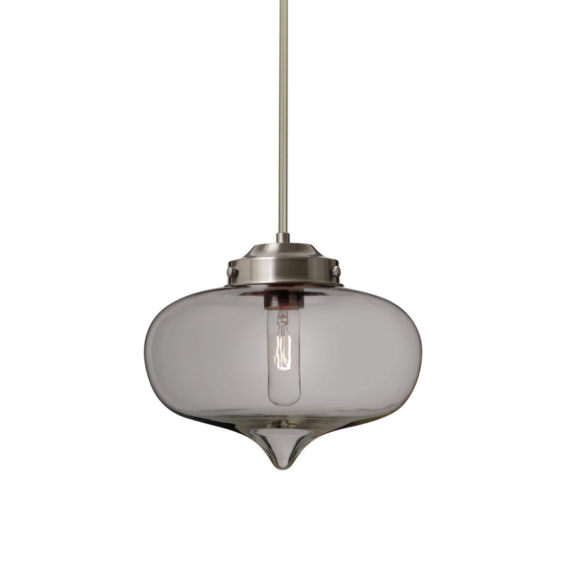 Luminaire suspendu 1 lumières scolaire single Sperling, Nickel satiné, Fumée