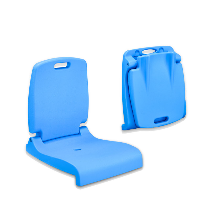 Chaise de plage pliable en PEHD avec siège rabattable et poignée, Bleu