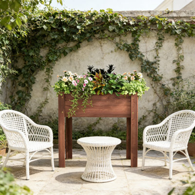 Jardinière surélevée de 31 x 31 x 16 pouces avec pieds pour plantes d'extérieur, fleurs, légumes, herbes, culture