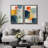 Mid Century Shape "Vibrant Blue & Yellow & Orange Polygon Artwork, Modern Abstract Geometric Wall Pictures, Framed Canvas Giclee Print 2 Pieces Wall Art Set" 16x24x2 pcs, 24x36x2 pcs-91068969-91068970