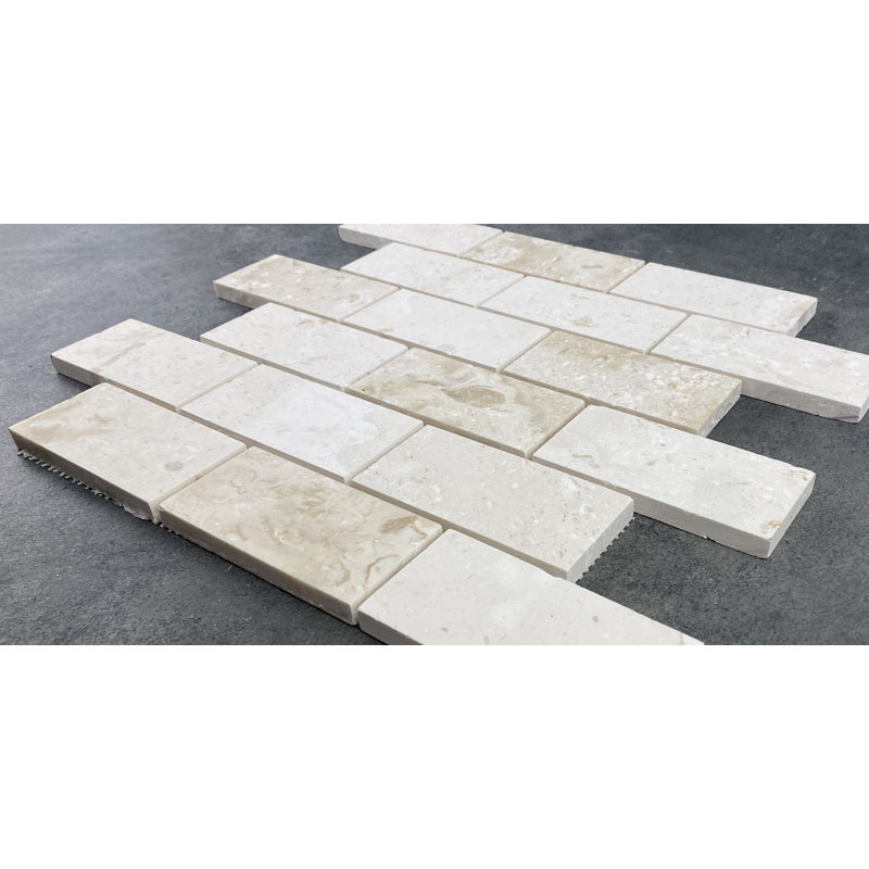 Shellstone 2" x 4" Travertine Mosaic Tile