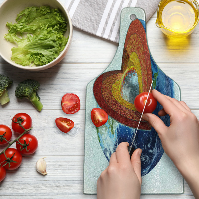 Ambesonne Earth Tempered Glass Cutting Board Earth Inner Core Science Multicolor