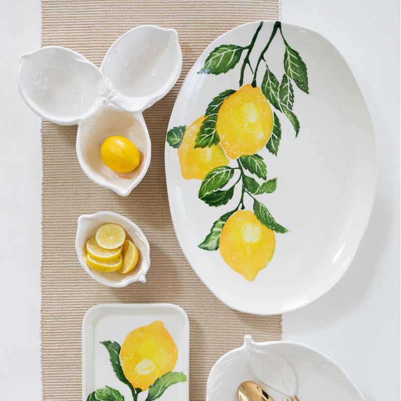 VIETRI Limoni Terra Bianca Divided Serving Dish