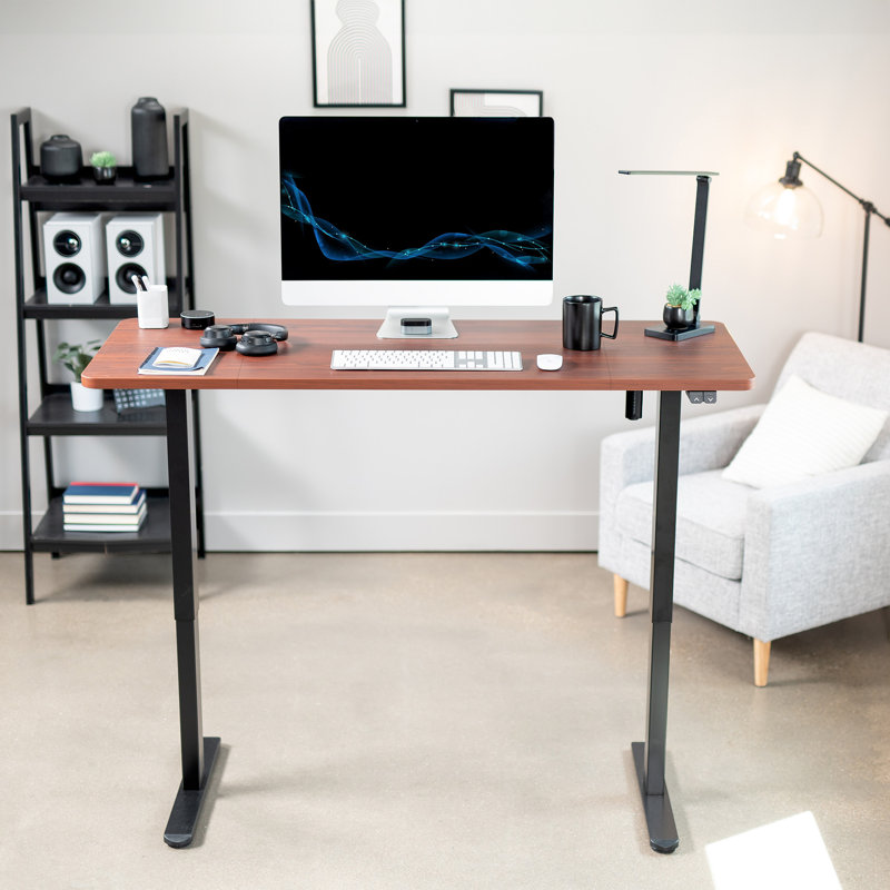 Electric Height Adjustable Desk, DESK-KIT-B06B Series, Dark Walnut/Black