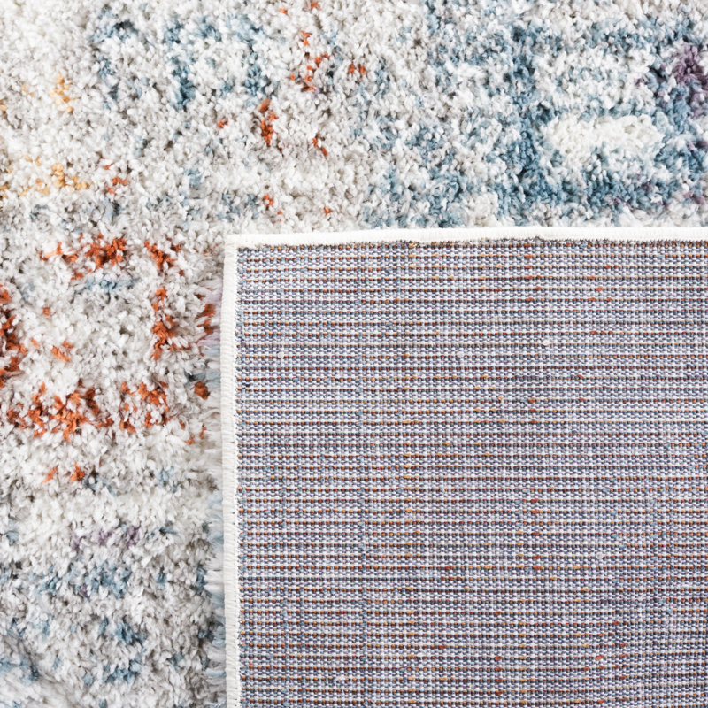 Gregor Padula Abstract Blue Rust/Ivory Area Rug, Rectangle 5'5" x 7'7"