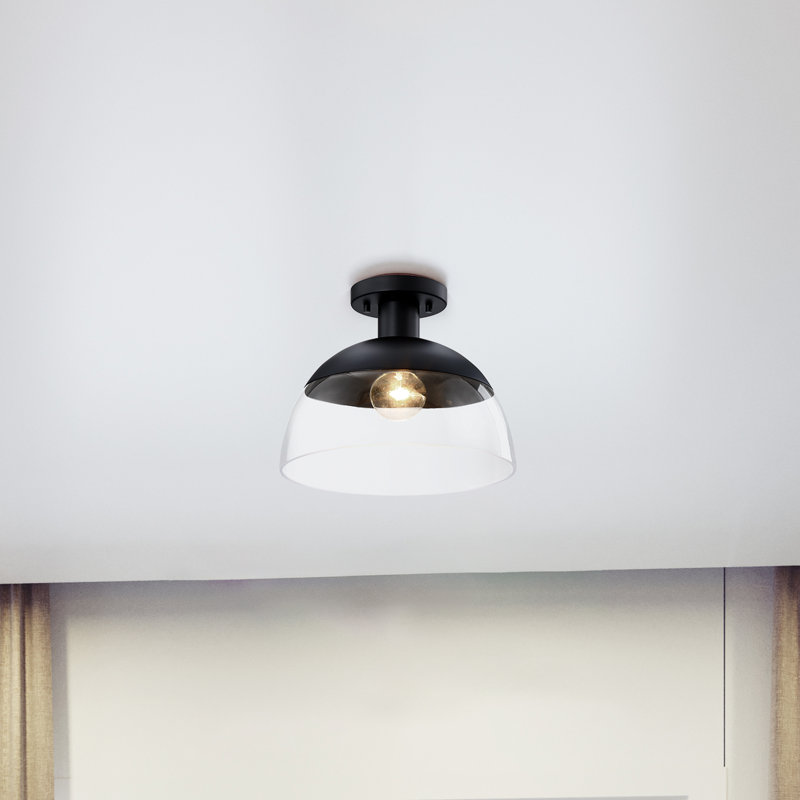 Wiljo Glass Semi Flush Mount, Matte Black