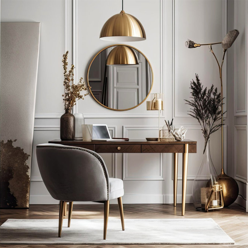 Miroir rond Garber, 24 po x 24 po, Or