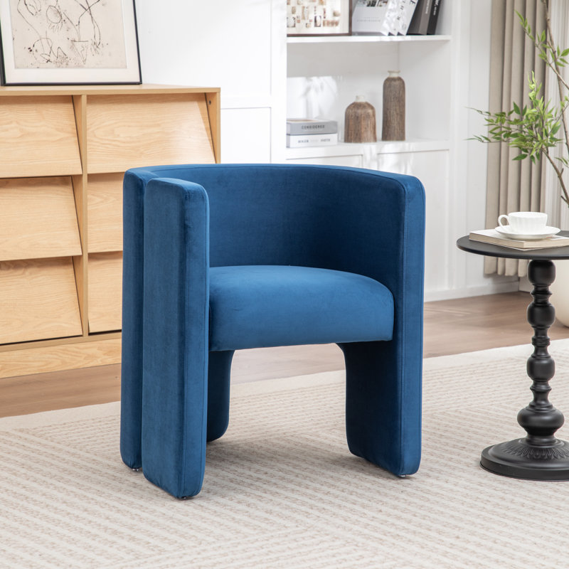 Fauteuil d'appoint en tonneau large de 24 po Jaimyn, Velours marine