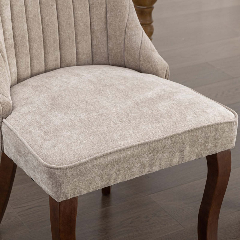 Chaise de salle à manger en lin, Velours beige