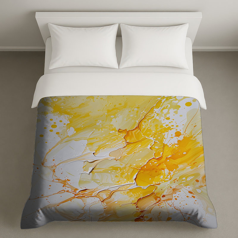 Housse de couette abstraite Yellow Splash Bedding, Lit simple