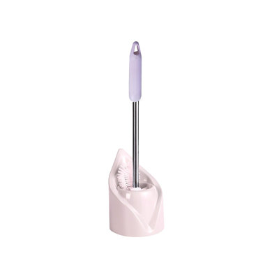 Modern Compact Toilet Brush With Long Handle Bristles, Bathroom Cleaning Bowl Brush Kit, 18.9x5.1x5.1in Gray