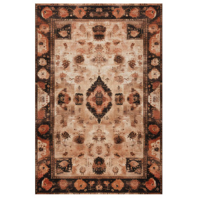 Gracianna Collection Digital Print Cotton-Polyester Brown Moroccan Rug