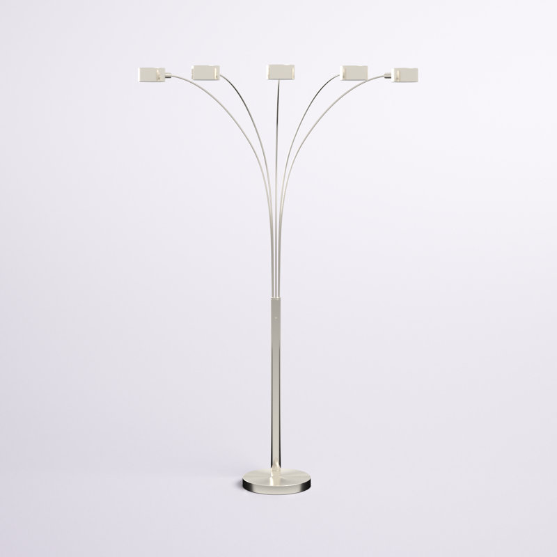 Artiva 88" Brushed Steel Adjustable Multi-Head Arc Floor Lamp