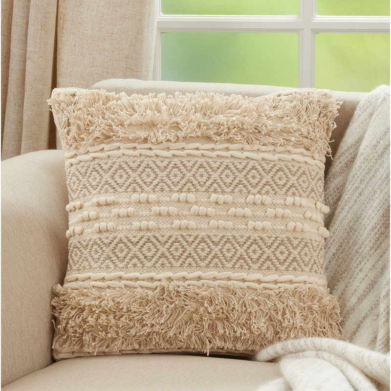 Kema Collection Fringed Cotton Pillow Cover, Pillow Cover Only - No Insert