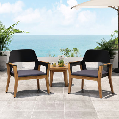 Chaises d'extérieur en bois pour 2 personnes, coussins d'eau, conception transitionnelle pour le jardin, la cour, la terrasse, le balcon, instructions d'installation faciles pour 2 personnes avec cadre et style industriel moderne à assembler
