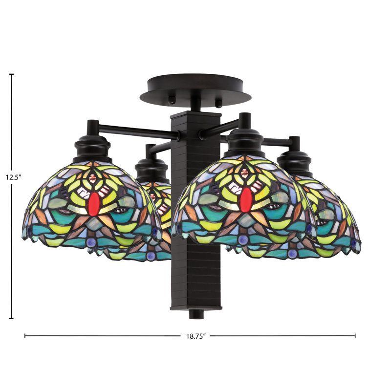 Bord semi-encastré 4 lumières avec verre d'art kaléidoscope 7 "Edge, Espresso
