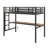 Metal Loft Bed With Power Outlet And LED Lighted, Space-Saving