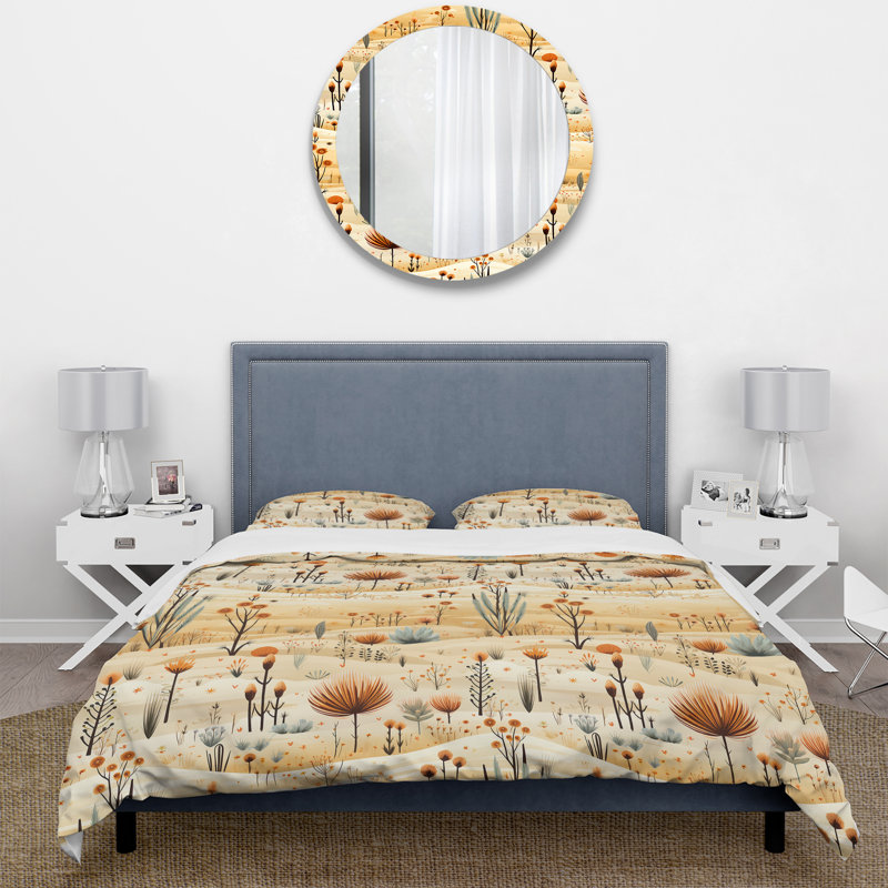 Ensemble de housse de couette Sandy Beige Desert Boho, Housse de couette pour grand lit et 2 taies décor
