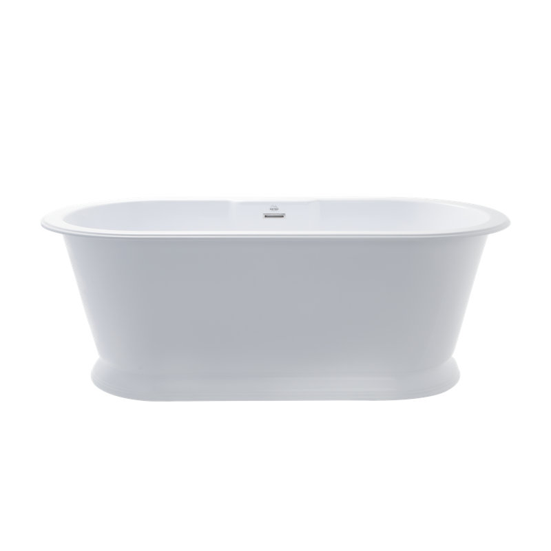 Chateau 66'' L Freestanding Soaking Bathtub, Polished Brass, Glossy White