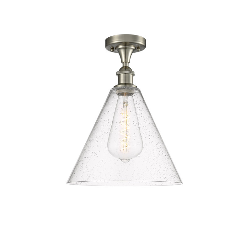 Plafonnier semi-encastré 1 lumière Andilynn, H 14,75 po x l 12 po x P 12 po, Nickel satiné brossé