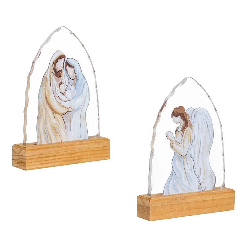 Crèche de table décorative à DEL en acrylique, 20 cm de hauteur