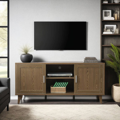 Modern 60 Inch Tv Stand For Tvs Up To 65 Inches, Classic Walnut Finish