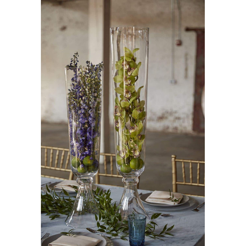 Vase de table en verre Bramlett, H 36,5 po x l 8,25 po x P 8,25 po