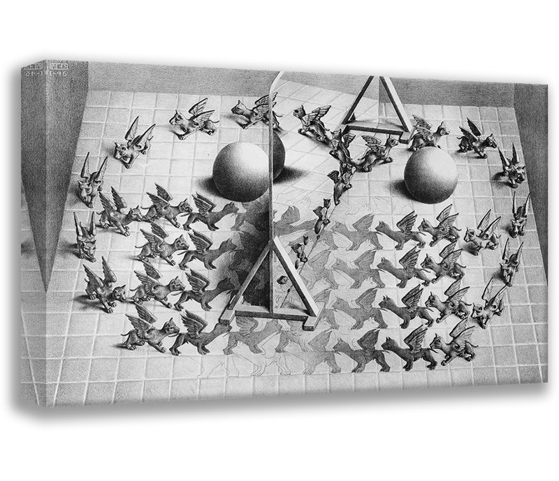 Toile tendue Magic Mirror par M.C.Escher, H 17 po x l 24 po