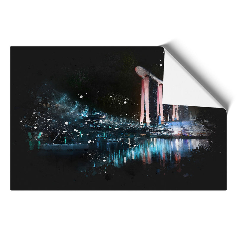 Helix Bridge at Marina Bay in Singapore Paint Splash - Frameless Print, 30cm H x 42cm W x 0.1cm D