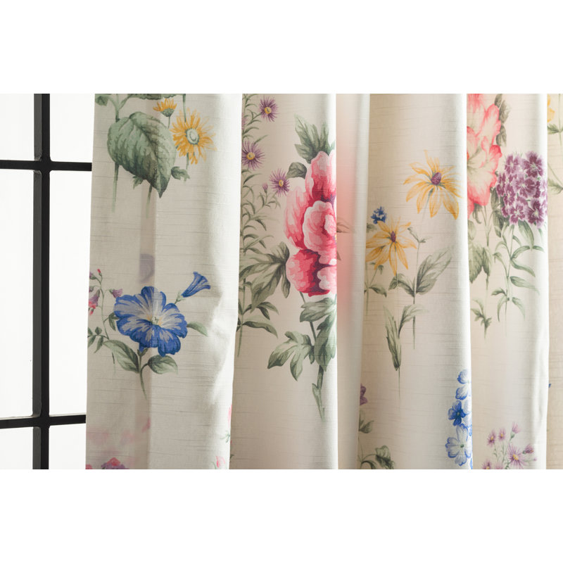 Maison d'Hermine Swyncombe - Rideau multicolore 100 % coton, ensemble de 1 - 127 cm x 244 cm, Rose / bleu / vert