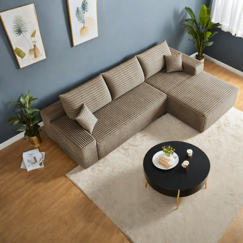 Canapé modulaire en velours côtelé 107 pouces Compression Cloud Sectionals