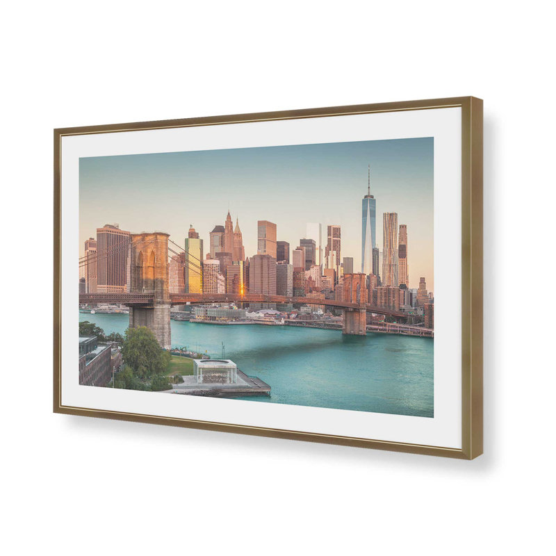 Iconic Manhattan Bridge Print, 12.25" H x 15.25" W, Brushed Gold