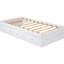 Lit simple blanc avec structure en bois massif et compartiment de rangement à 3 armoires