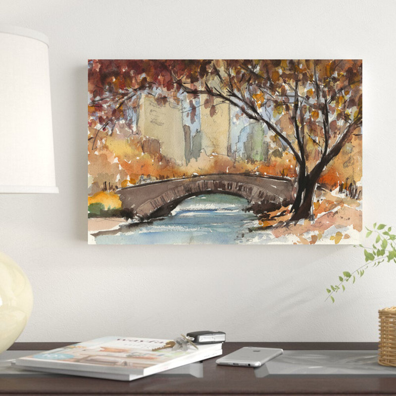 «Autumn in New York Study I» par Samuel Dixon - peinture sur toile tendue, H 12 po x l 18 po, Toile tendue, Non