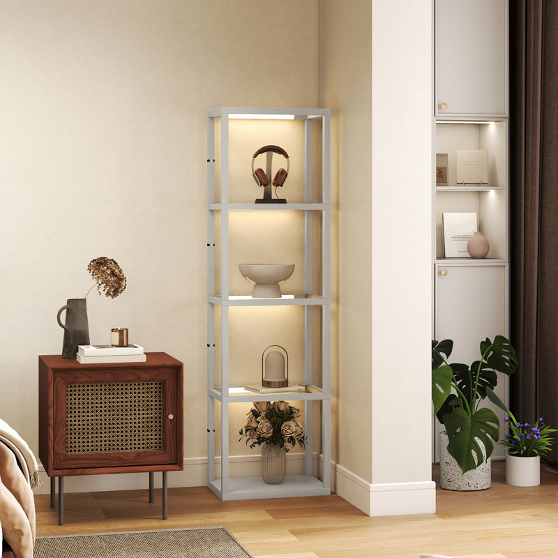 157cm Veneered LED Column Floor Lamp, Grey