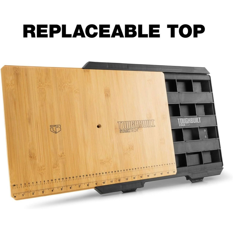 StackTech Work Surface, Bamboo Wooden Flat Top Station with Storage