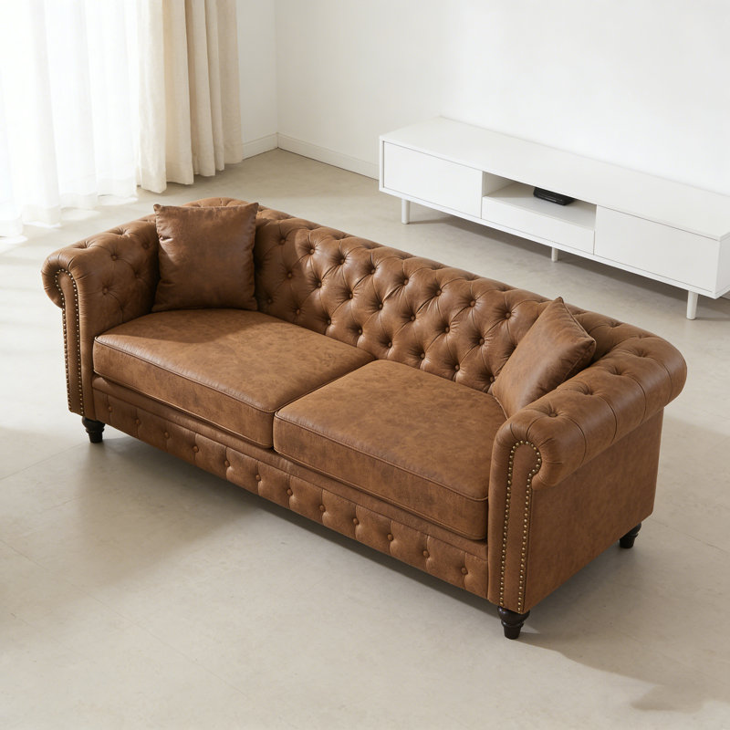 Canapé Chesterfield 85,5 po en tissu Tech