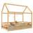 Twin Size Floor Wooden Bed With House Roof Frame, Fence Guardrails,Natural-1297134398-1297134397