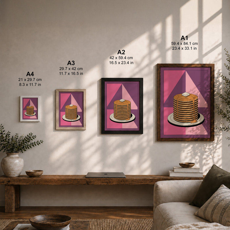 Stacked Pancakes Modern - Print, A4 - 29.7 x 21.0 cm, Oak