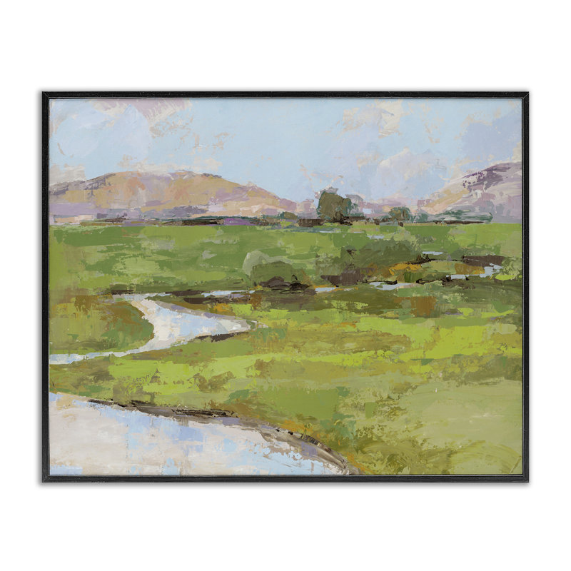 «Hillside Winding Stream», art de la giclée encadrée par Trevor Copenhaver, H 24 po x l 30 po, Giclée encadrée noir minuit