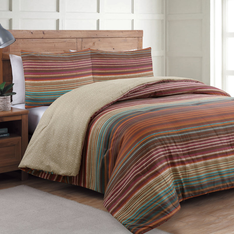 Twin Multicolor Microfiber Reversible Bedspread Set
