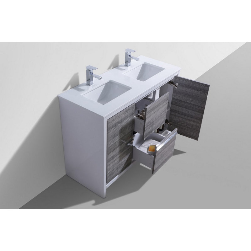 Meraris 48" Double Bathroom Vanity Set, Ash Gray