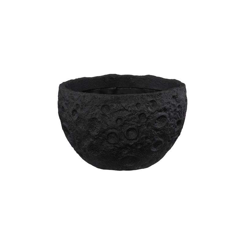 Crater Planter, White Stone, Black Stone